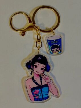 KPop Demon Hunters Zoey Keychain Acrylic Bag Charm Purse Dangler Accessory New